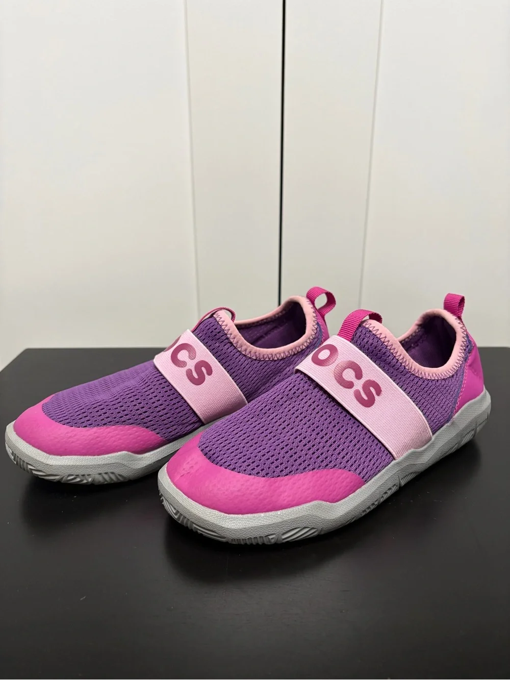 CROCS Girls' Slip-On Water Shoe in Purple and Pink - Size J3